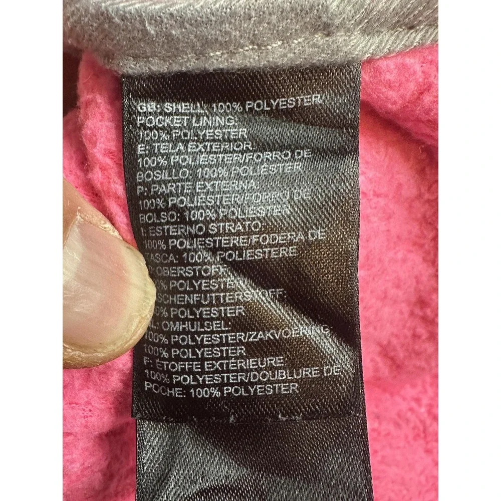 The North Face Jacket Girls XL 18 Pink Fuzzy Fleece Full‎ Zip Pockets Outdoor